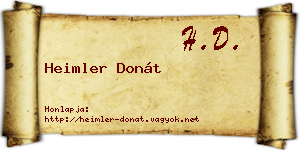 Heimler Donát névjegykártya